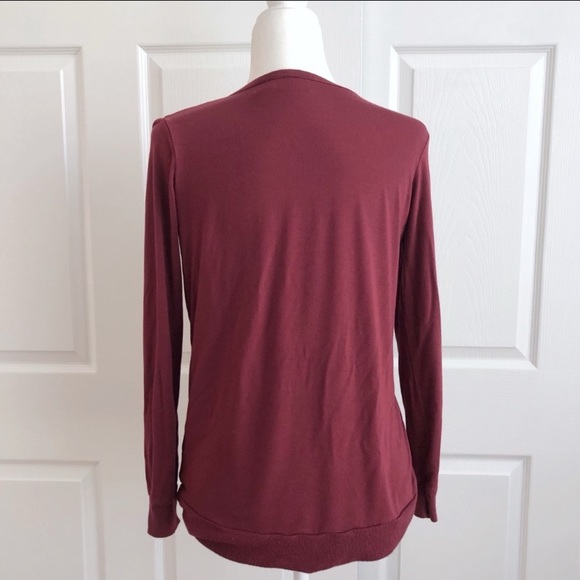 Rachel Zoe Burgundy Long Sleeve Basic Layering Tee - Picture 3 of 7